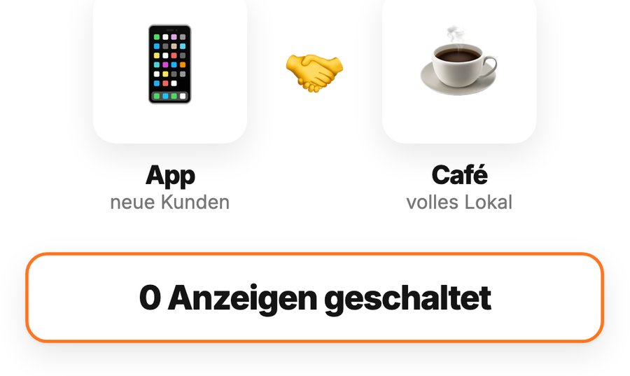 App und Café gewinnen beide, 0 Anzeigen geschaltet