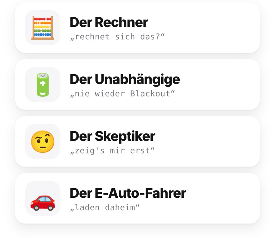 Vier Käufertypen: Der Rechner, der Unabhängige, der Skeptiker, der E-Auto-Fahrer